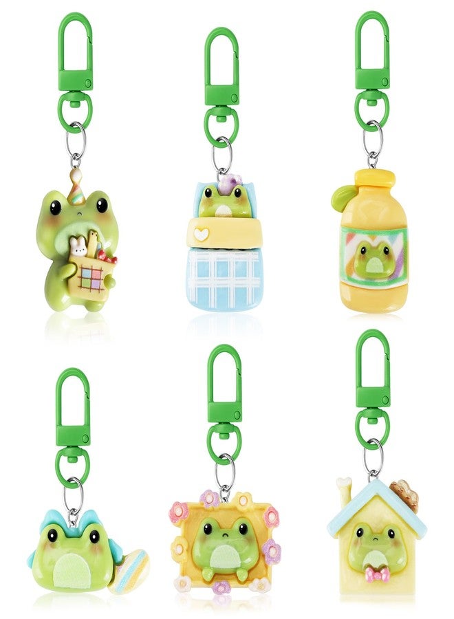 PLwelth 6Pcs Frog Keychain for Women Girls Cute Frog Key Chain Purse Charms for Handbags Backpack Wallets Keys Aesthetic Cartoon Animal Keyring Memorial Jewelry Accessories Gifts for Pet lovers - Image 1